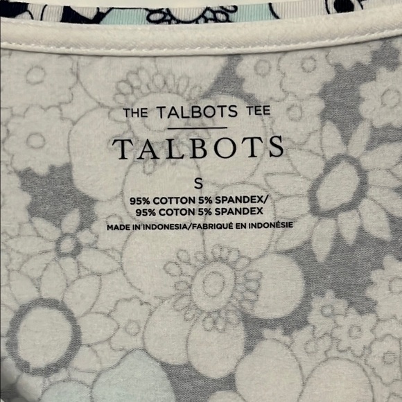 Talbots Women's Floral Print Top - White and Blue Excellent Condition - Picture 2 of 6